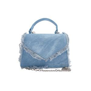 Top Handle Clutch Handbag Fringe Crossbody Bags With Chain Strap Blue UwU